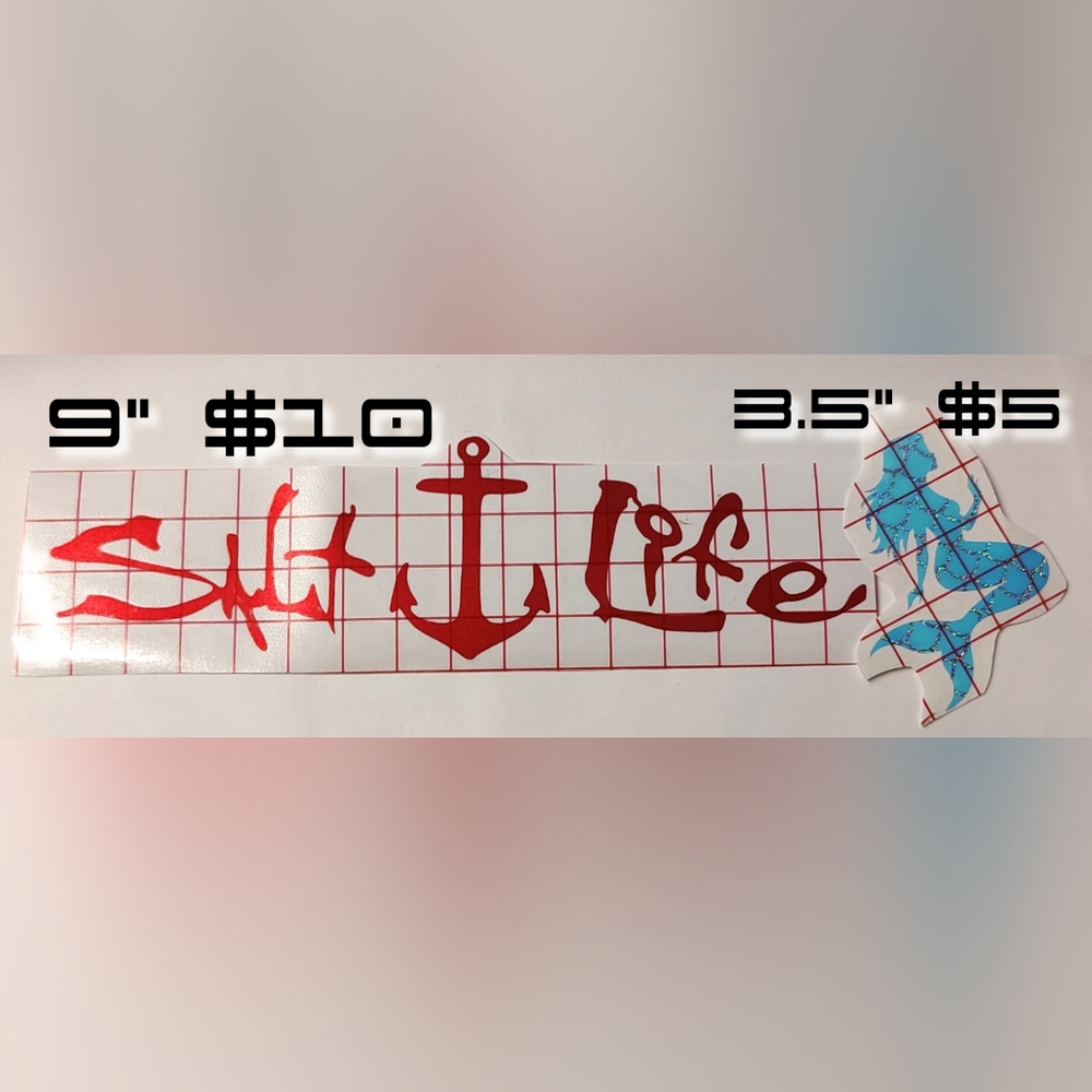 "Salt Life" Anchor Decal in Matte Pink & Metallic Mermaid Decal